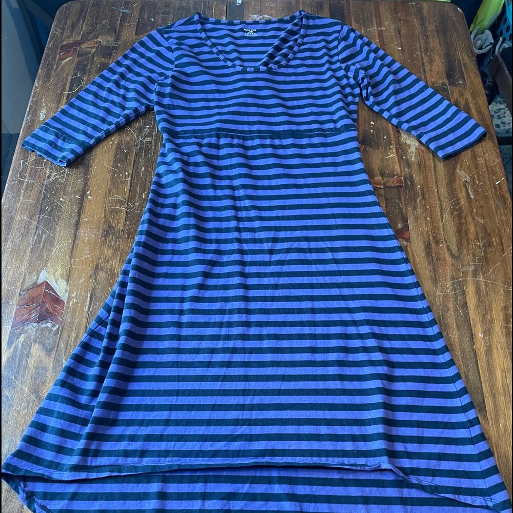 Horny Toad midi dress purple black stripes size S